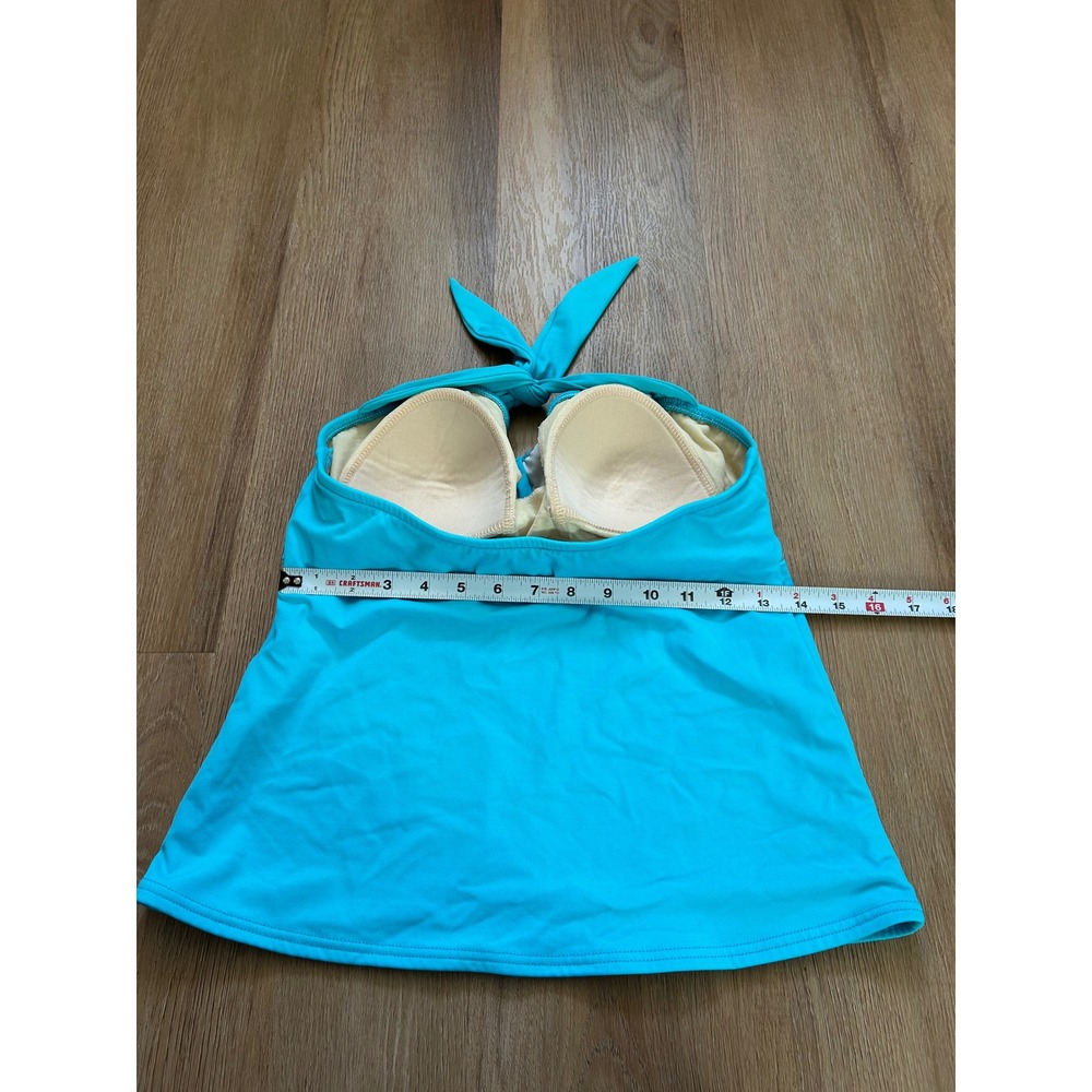 Miraclesuit Turquoise Blue Halter Tankini Top Ruched Padded Swim Top Small - Picture 3 of 7